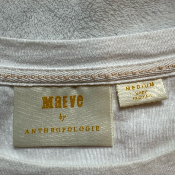 Anthropologie Maeve White Belted Dakota Short Sleeve Top - Picture 7 of 10